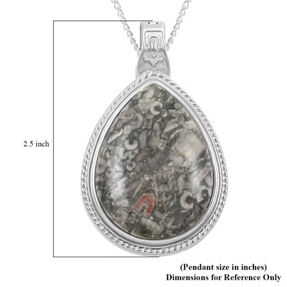 Labradorite Gemstone Fancy Pendant  20 Inch Necklace  in Silvertone - Picture 2 of 4